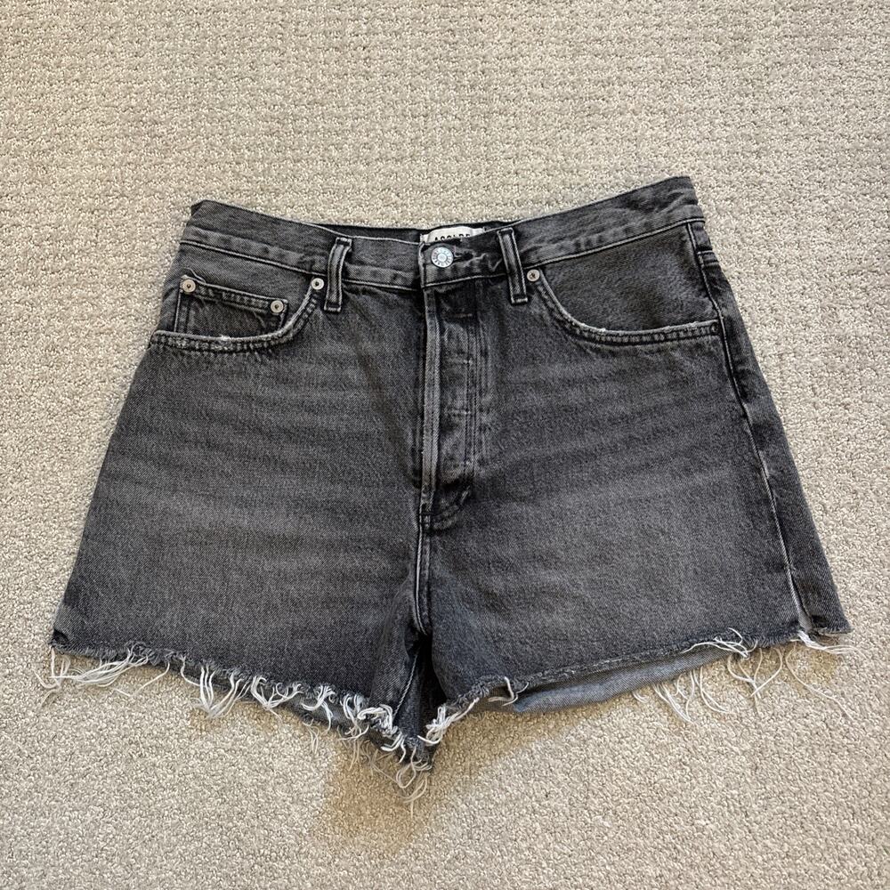 Agolde Dee Cut Off Denim Shorts Gray High Rise Women's Size 29 Button Fly 3” In